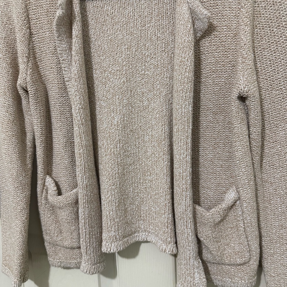 Ann Taylor Factory Beige Knit Open Cardigan Size M - Picture 3 of 9